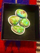 Navajo Apple Green Sonora Turquoise Sterling Silver Adjust 2 1/4β Ring $350*^ picture