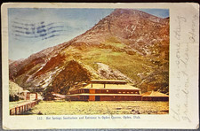 1906 Ogden Utah Hot Springs Sanitarium & Ogden Canyon Entrance Postcard Posted picture