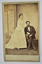 exceptional mid-1800s Bride & Groom CDV photograph picture