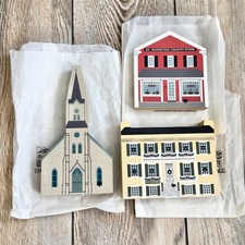 Vintage The Cats Meow Christmas House Country Store Church Faline Shelf Sitters picture