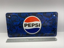 PEPSI COLA LOGO STAMPED Metal License Plate AUTO TAG (NEW) From Japan picture