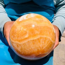 10.14LB Large Natural Yellow Calcite Sphere Quartz Crystal Polished Ball Healing picture