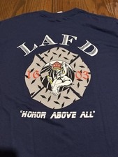 LAFD Los Angeles Fire Department T-Shirt Size L Station 81 100% Cotton DT81 1603 picture