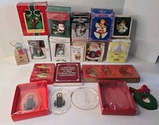 VTG 20x Christmas Ornament Lot 1980s Hallmark Enesco Avon Metal Ceramic Glass picture