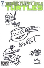Kevin Eastman Curnow Santolouco Waltz signed sketched TMNT 2018 SDCC comic book picture