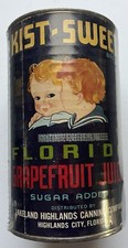 Vintage Kist-Sweet Grapefruit Juice 1Qt 14Oz Advertising Tin Can 1938-1943 picture