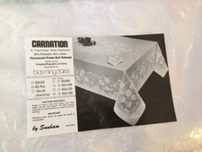 Vintage New Old Stock Sunham Bloomingdale’s White Tablecloth +12 Napkins 65x120” picture