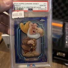 2024 Topps Chrome Disney Sneezy #11 PSA 10 Dark Light Blue Lava /75 picture