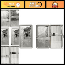 Set of 2 Vintage Metal-Plated Cigarette Cases & Stash Boxes - Silver Scroll Desi picture