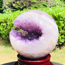 4.9 LB Natural Agate Sphere with Amethyst Geode Druzy Open Mouth Crystal Ball picture