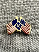 Vintage ‘76 American Flag 3/4” Lapel Pinback Pin Gold Tone Patriotic Red White picture