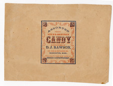 Antique 1850s Assorted Candy Label Worcester MA DJ Rawson Confectionery Main St picture