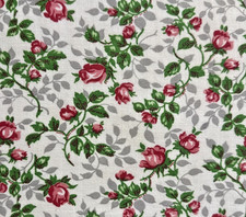 Sweet vintage feedsack fabric piece with red roses and green leaves 8