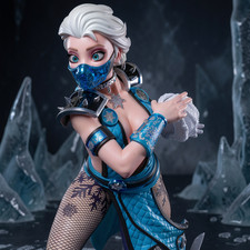 Sub Zero Elsa Frozen Mortal Kombat   Printed 16k Res HandPainted or Unpainted picture