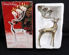 VTG Godinger Silver Plated Reindeer Candle Holder Holiday Christmas 12