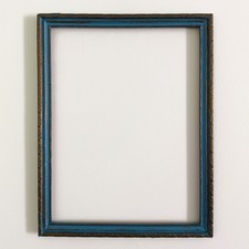 Antique Early 20th Century Petrol Blue & Gold Gilt Wood Thin Art Frame 9 x 12 picture