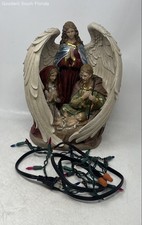 Ceramic Holy Family With Angel Religious Figure Statue w/ String Light No Tested picture