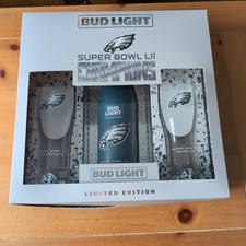 2018 Bud Light Super Bowl LII Eagles Champions Glass Set Limited Edition picture