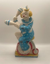 Antique Vintage Cast Iron Doorstop Juggling Unicycle Clown 8.5β Circus Folk Art picture