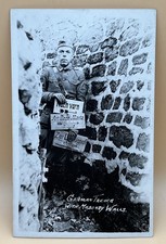WWI RPPC Postcard Captured German Trench Masonry Walls-Doughboy Soldier-AZO picture