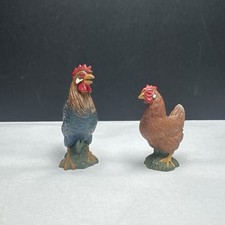 Schleich Farm Animals BROWN HEN 13128 & ROOSTER 13131 Figures Chicken 1998/1999 picture
