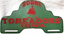 Vintage Boone Iowa High School Toreadors Mascot License Plate Topper picture