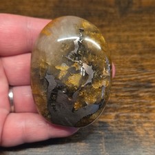 Lions Gate Quartz Palmstone, Rare Find, Golden Healer Quartz And Pyrite, L#23 picture