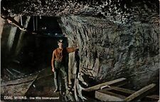 Vtg Coal Mining One Mile Underground 1908 Postcard picture