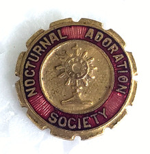 Vintage Nocturnal Adoration Society Enamel Gold Tone Screw Lapel Pin 1/2