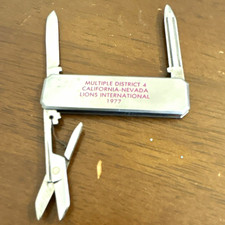 Vintage 1977 Lions Int’l District 4 CA-NV Stainless 2-Blade Pen Knife Scissors picture