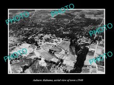 OLD POSTCARD SIZE PHOTO AUBURN ALABAMA AERIAL VIEW OF THE TOWN c1940 picture