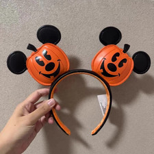 Disney Parks Halloween Pumpkin Jack-o'-Lantern Mickey Ears Headband US POST picture