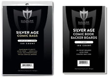 1000 MAX THICK Silver Comic NON-RESEALABLE Poly Bags + Acid Free Backer Boards picture