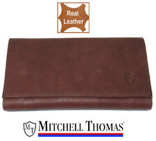 Mitchell Thomas Pipe Tobacco Pouch Red-Brown Leather Roll Up Pouch - Brand New picture