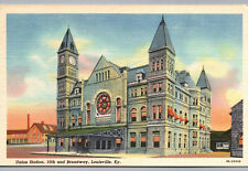 Louisville KY Postcard Union Station 10th and Broadway Kentucky Train Railroad picture