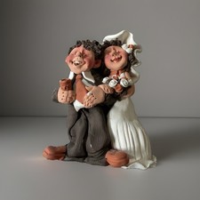 Handmade Denis Filster Bride and Groom Clay Figurine picture