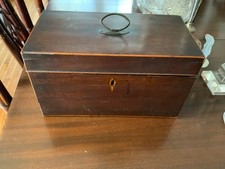 Antique Early 1800 ‘s Mahogany Georgian tea caddy inlaid and banding details picture