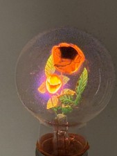 VINTAGE WORKING AEROLUX NEON LIGHT BULB - RED ROSE FLOWER BOUQUET & PACKAGE NOS picture