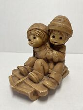 Fannykins Figurine Boy & Girl Sled Riding Slippin' N' Slidin’ Winter Decor CHIP picture
