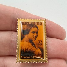 USPS Madam C J Walker Black Heritage Lapel Pin Postage Stamp 32c Winco Vintage picture