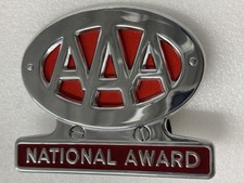 Vintage AAA National Award License Plate Topper Chrome Enamel 1950s W/ Orig Box picture