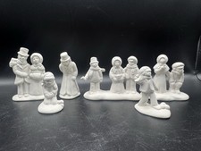 Vintage Ceramic Bisque Christmas Village Carolers Lot Of 6 Unpainted Figures picture
