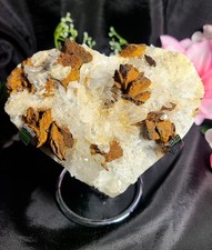 Rare 442g Natural & Beautiful Quartz w/ Siderite Crystal Cluster Heart Specimen picture