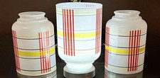 Vintage Mid Century Light Lamp Shades Set Of 3 Retro Plaid Geometric 2 1/4” Fit picture