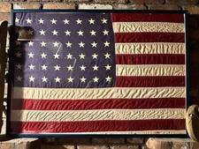 Vintage 48 Star American Flag - WWII Era - Custom Built Frame Enclosed picture