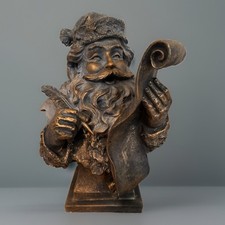 Mark Roberts Style Bronze Gold Antiqued Santa Clause Bust Holiday Christmas 16