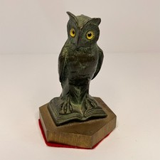 VTG Metal Owl Atop Box Hexagon Base 4
