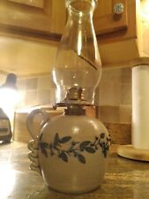 Salmon Falls Pottery Salt Glaze oil lamp vine and berries pattern chimney wick picture