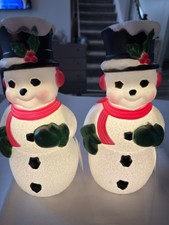 JOANN Place & Time Light Up Snowman Blow Mold Christmas Decor Set of 2 11