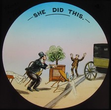 Glass Magic Lantern Slide THERES MANY A SLIP NO4 C1890 OLD VICTORIAN COMIC TALE  picture